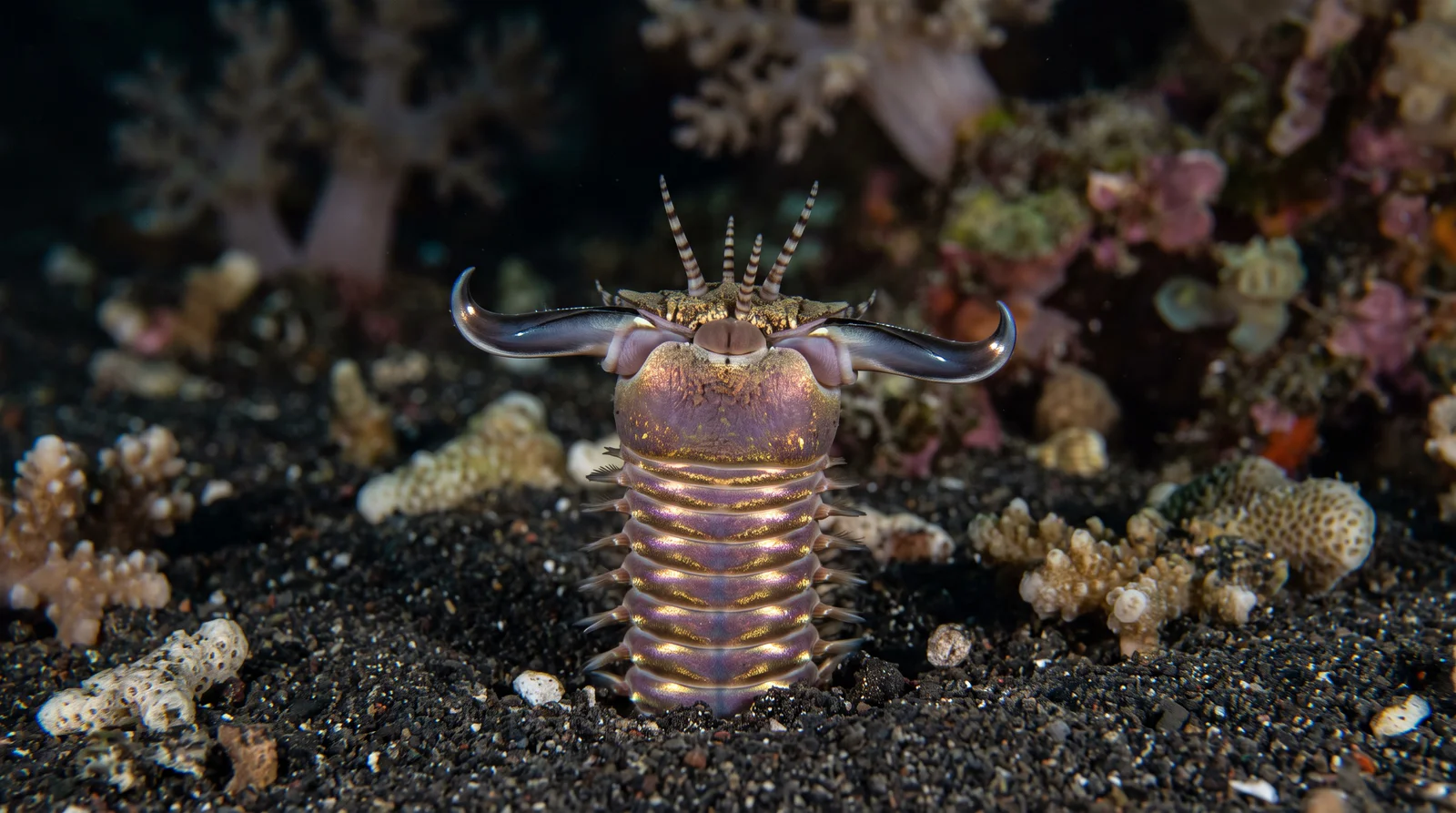 AI-generated illustration; species identification unverified. Bobbit Worm (Eunice aphroditois)
