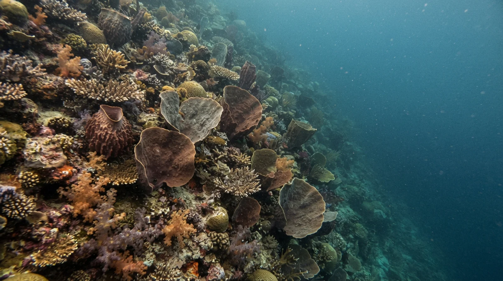 AI-generated illustration; site appearance unverified. Illustrative underwater scene for El Pinoy. Not a photograph of the site.