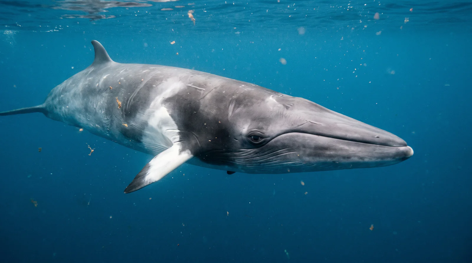 AI-generated illustration; species identification unverified. Dwarf Minke Whale (Balaenoptera acutorostrata subsp.)